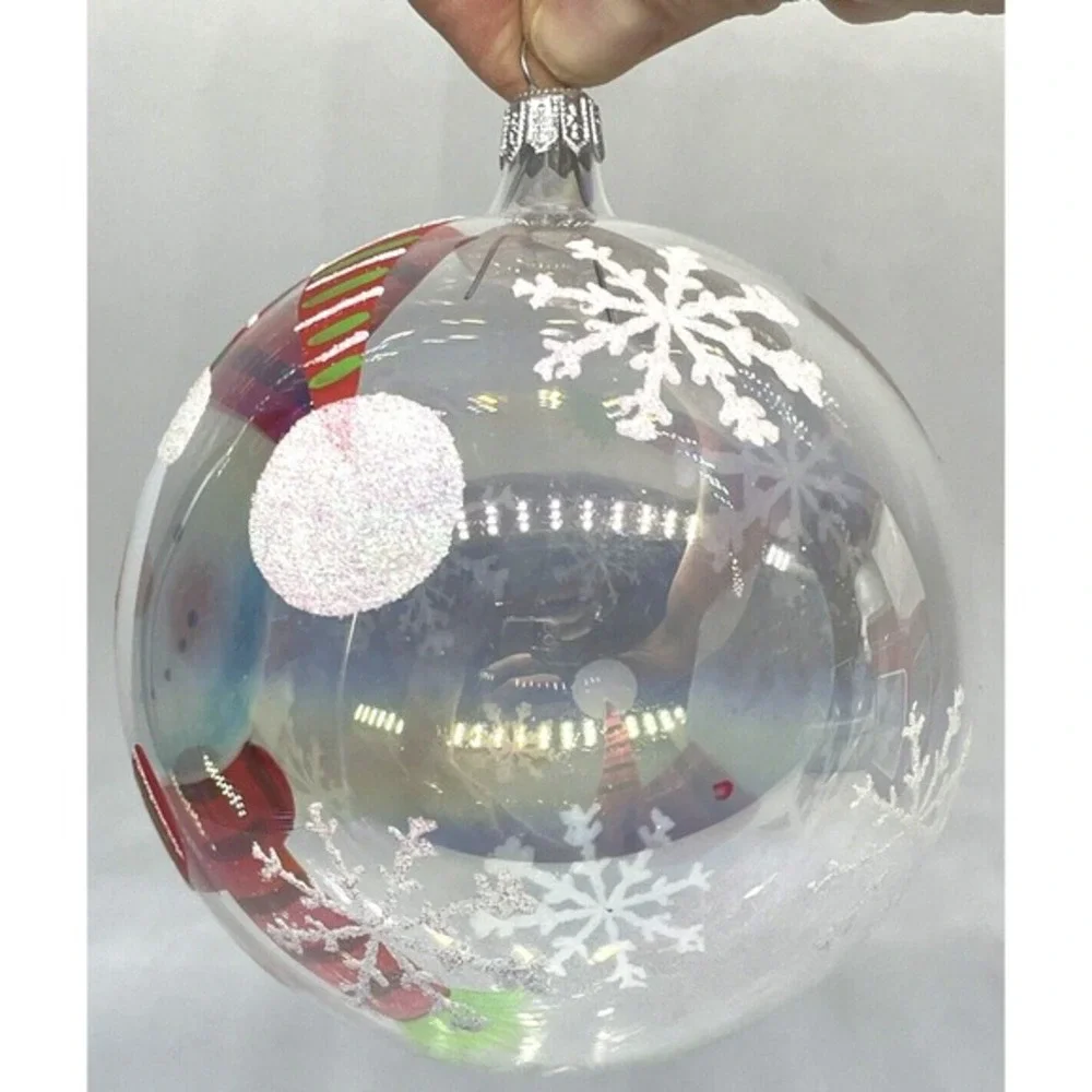 SNOWMAN Hand Painted Blown‎ Glass Christmas Ornament Made in ITALY